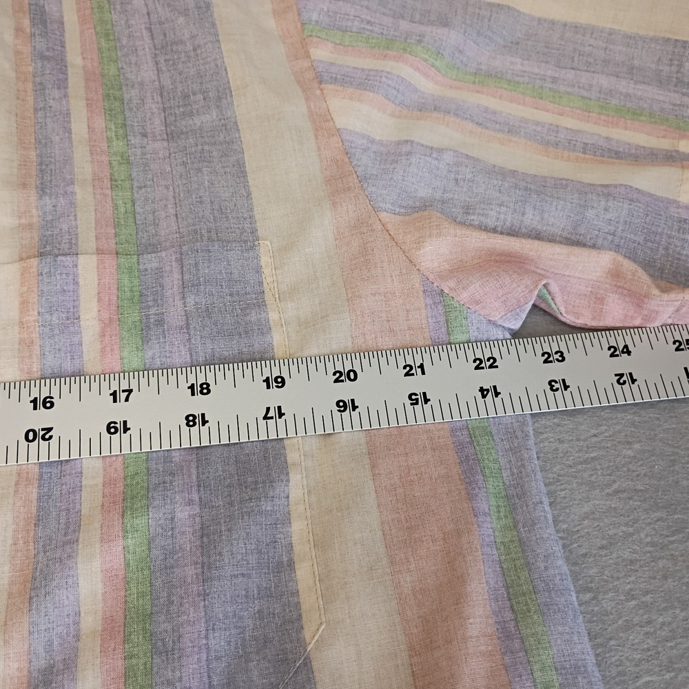 Vtg Fulton Street Button Up Mens M Short Sleeved Pastel Stripes 90s, NWOT - Picture 8 of 11